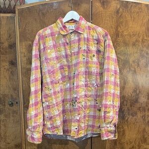 Magnolia Pearl Pink and Yellow Plaid Reversible Button-Up Shirt